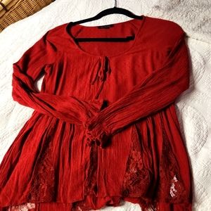 Red flowy blouse